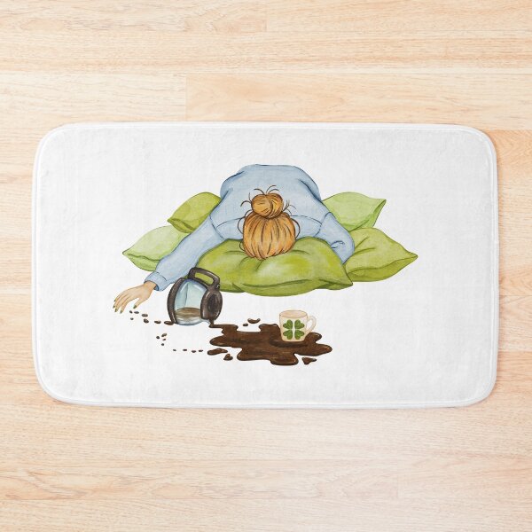 Item preview, Tired girl lying on pillows with spilled coffee designed and sold by ArtTinulyaOk.