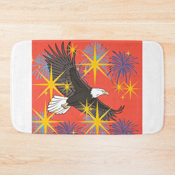 Item preview, Soaring Bald Eagle Fireworks Sparkle Patriotic Red Art Print designed and sold by Extremeallie.