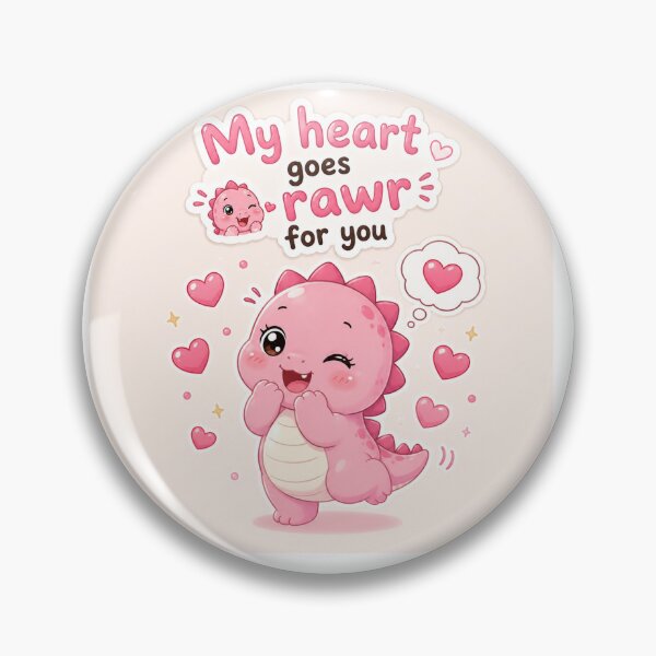 Item preview, Cute Pink Dino “My Heart Goes Rawr For You” Sticker designed and sold by MoodPopz Studio.