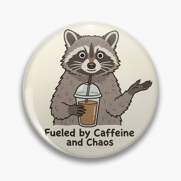 Item preview, Fueled by Caffeine and Chaos Cute Raccoon designed and sold by CrowStormCreative.