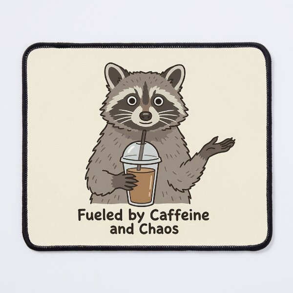 Item preview, Fueled by Caffeine and Chaos Cute Raccoon designed and sold by CrowStormCreative.