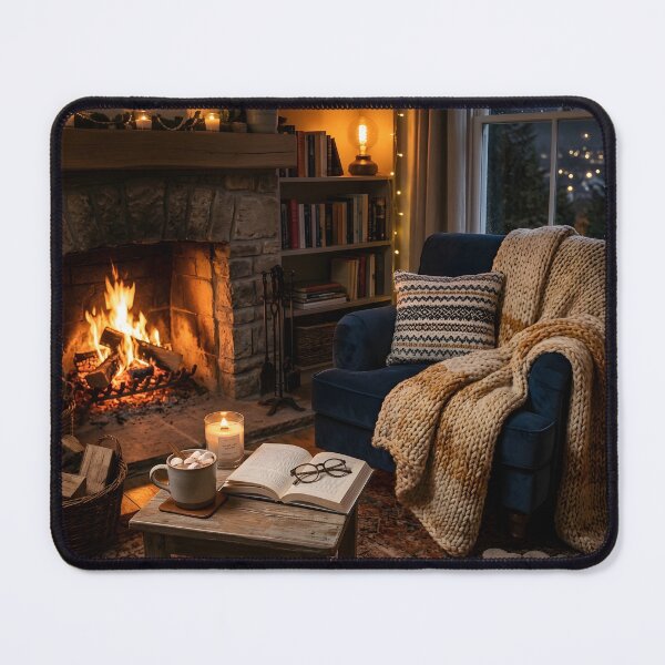 Item preview, Cozy Fireplace Reading Nook Hygge Winter Aesthetic designed and sold by novadawy.