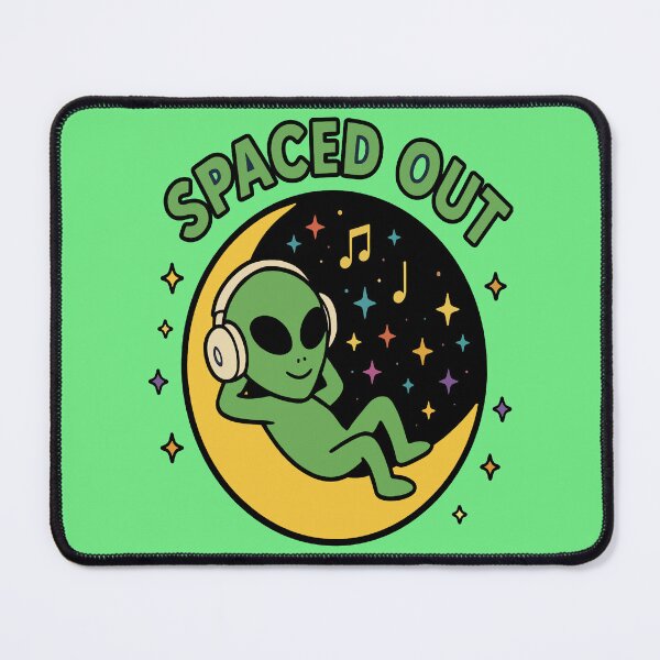 Item preview, Spaced Out - Alien Listening to Music on Crescent Moon designed and sold by Regal Rev.