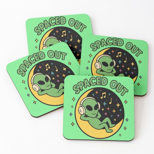Item preview, Spaced Out - Alien Listening to Music on Crescent Moon designed and sold by Regal Rev.