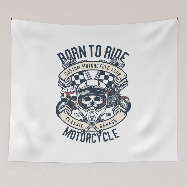 Item preview, Born to Ride Custom Motorcycle Club - Vintage Biker Skull Classic Garage Design designed and sold by 1001T-Shirt.