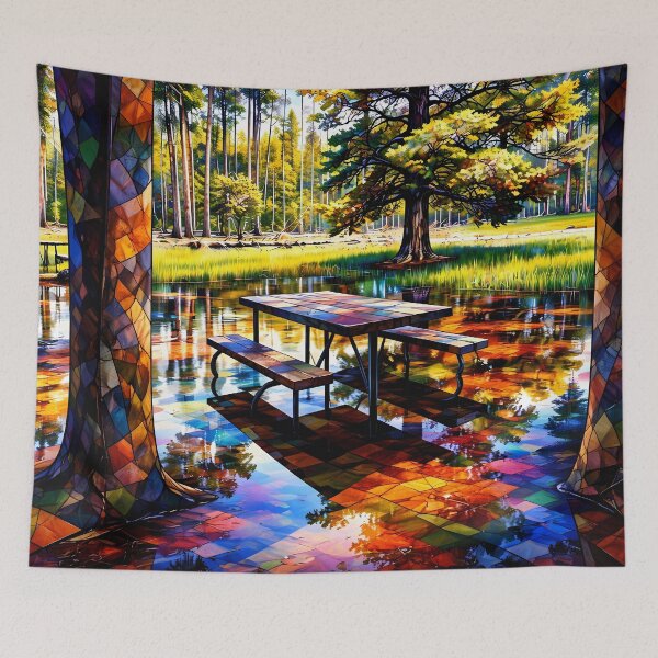 Item preview, Colorful Forest Picnic Scene designed and sold by cuprum.