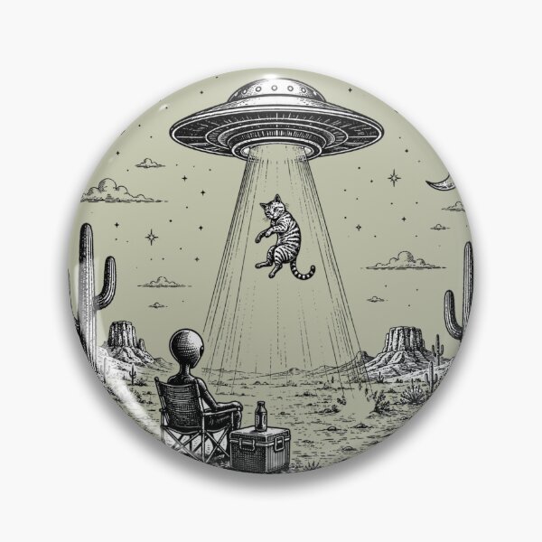 Item preview, Alien Watching UFO Abduct Cat Desert Night Funny Extraterrestrial designed and sold by bosamji.