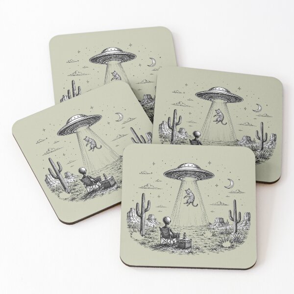Item preview, Alien Watching UFO Abduct Cat Desert Night Funny Extraterrestrial designed and sold by bosamji.