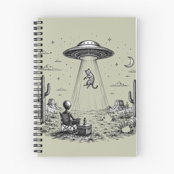 Item preview, Alien Watching UFO Abduct Cat Desert Night Funny Extraterrestrial designed and sold by bosamji.