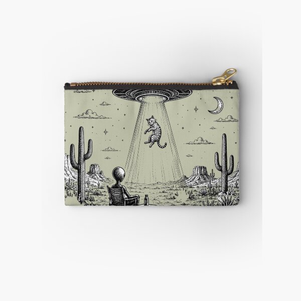 Item preview, Alien Watching UFO Abduct Cat Desert Night Funny Extraterrestrial designed and sold by bosamji.
