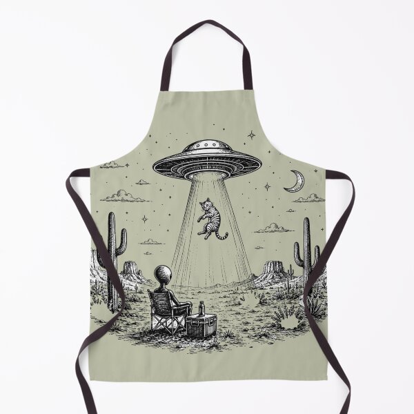 Item preview, Alien Watching UFO Abduct Cat Desert Night Funny Extraterrestrial designed and sold by bosamji.