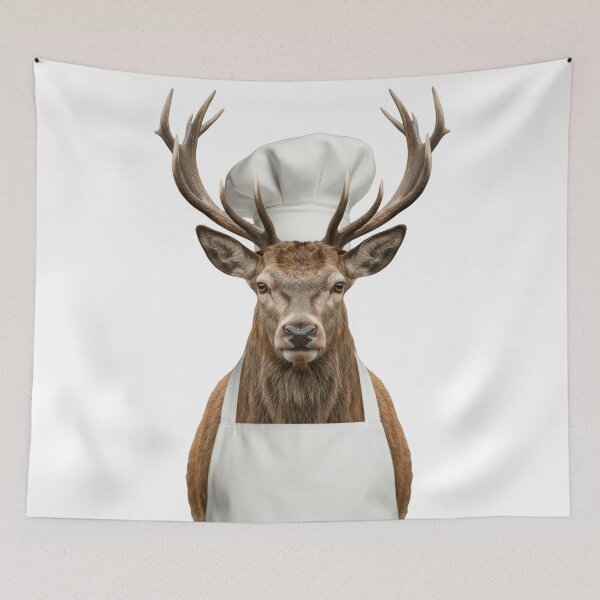 Item preview, Funny Red Deer Stag Chef Realistic Animal Cooking Humor Art designed and sold by LazyOwlStore.