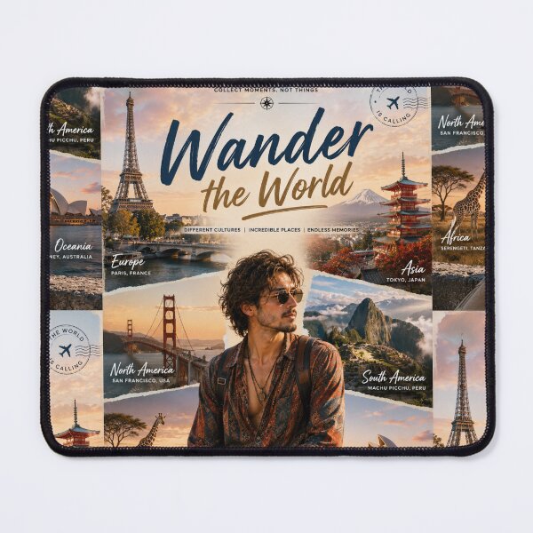Item preview, Explore The World Travel Poster | Wanderlust Adventure Aesthetic Wall Art designed and sold by Inkora-Art.