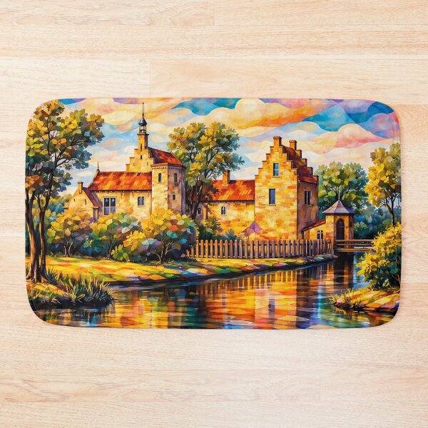 Item preview, Sunset Over Scenic Lakeside Castle designed and sold by cuprum.