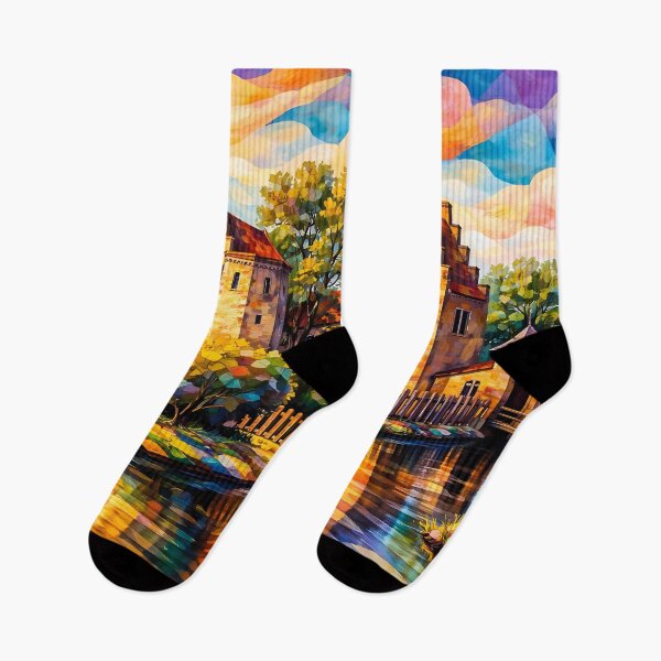 Item preview, Sunset Over Scenic Lakeside Castle designed and sold by cuprum.