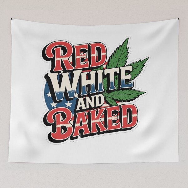 Item preview, Red White and Baked Funny 4th of July Cannabis Sticker designed and sold by MerchlyMike.