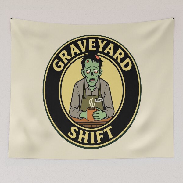 Item preview, Graveyard Shift - Tired Zombie Barista designed and sold by Regal Rev.