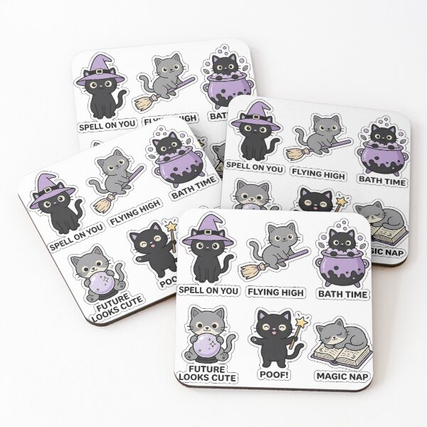 Item preview, Kawaii Witchy Cat Sticker Pack - Cute Wizard & Magic Puns designed and sold by SimpleP.