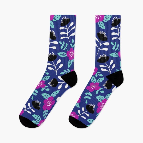 Artikelvorschau, Kräftige Kirschblüten in Blau und Magenta entworfen und verkauft von Jennifer Ladd.