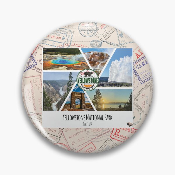 Item preview, Popular sites at Yellowstone National Park collage of images designed and sold by SmyrnaBuffalo.