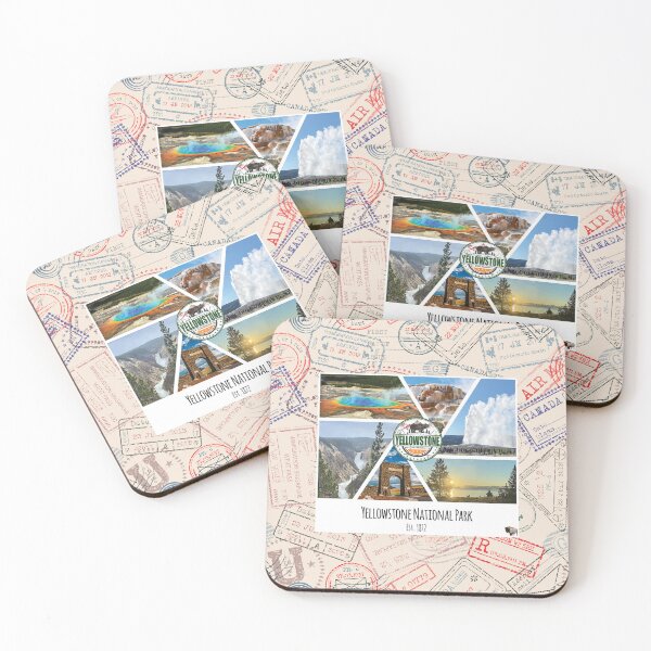 Item preview, Popular sites at Yellowstone National Park collage of images designed and sold by SmyrnaBuffalo.