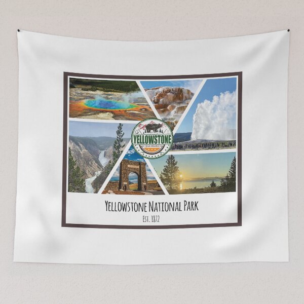 Item preview, Popular sites at Yellowstone National Park collage of images designed and sold by SmyrnaBuffalo.