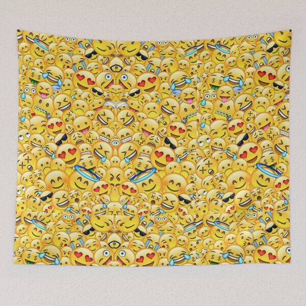 Item preview, Funny Emoji Collage Pattern - Yellow Smiley Faces Pile designed and sold by gokhanuzen.