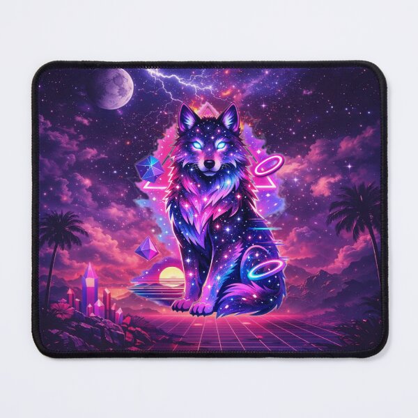 Item preview, Celestial Wolf Guardian – Cosmic Vaporwave Spirit of the Stars designed and sold by MysticOzzy.