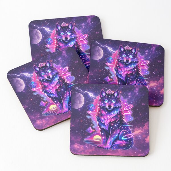 Item preview, Celestial Wolf Guardian – Cosmic Vaporwave Spirit of the Stars designed and sold by MysticOzzy.