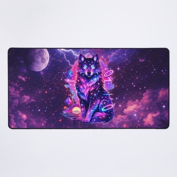 Item preview, Celestial Wolf Guardian – Cosmic Vaporwave Spirit of the Stars designed and sold by MysticOzzy.
