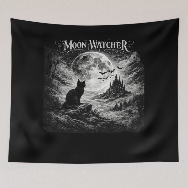 Item preview, Moon Watcher Gothic Black Cat Halloween Moon Design designed and sold by MotylekAnia.