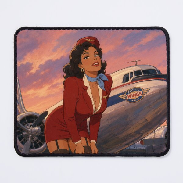 Item preview, Pacific Wings – Retro Airline Pin-Up VHS Art designed and sold by Hollow Moon Studios..