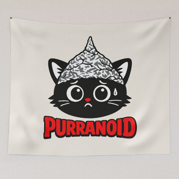 Item preview, Purranoid - Paranoid Cat Wearing Tinfoil Hat designed and sold by Regal Rev.