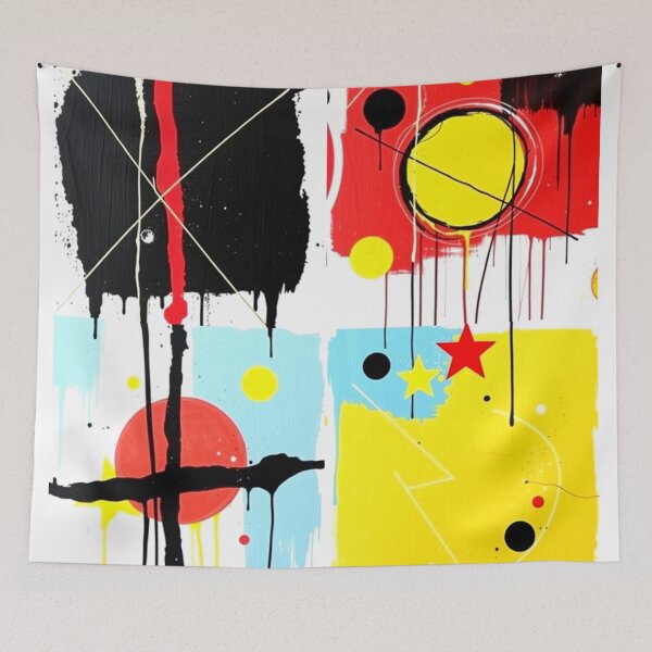 Item preview, orbiting static colorful drip style geometric abstract design designed and sold by SmashingDeals.