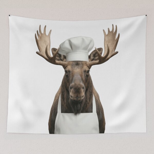 Item preview, Funny Moose Chef Realistic Animal Cooking Humor Art designed and sold by LazyOwlStore.