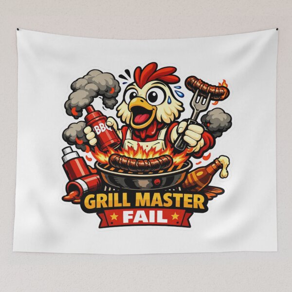 Item preview, Grill Master Fail Funny Chicken BBQ Chaos Shirt designed and sold by MerchlyMike.