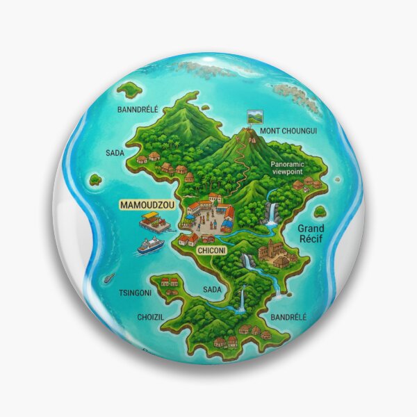 Item preview, Colorful map of the tropical island of Mayotte designed and sold by FoxinhoSoumaila.
