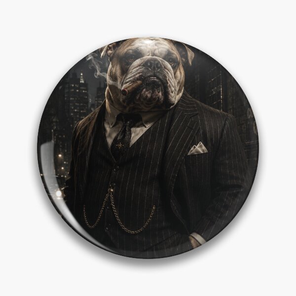 Item preview, Bulldog Mafia Boss in Dark Alley | Noir Gangster Dog Art designed and sold by shikuldo7.