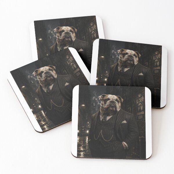 Item preview, Bulldog Mafia Boss in Dark Alley | Noir Gangster Dog Art designed and sold by shikuldo7.