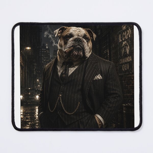 Item preview, Bulldog Mafia Boss in Dark Alley | Noir Gangster Dog Art designed and sold by shikuldo7.