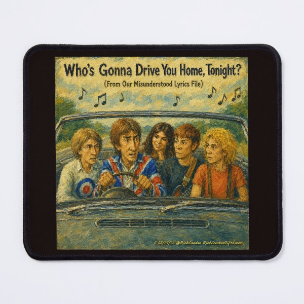 Item preview, Who’s Gonna Drive You Home? Misunderstood Lyrics Cartoon by Rick London designed and sold by Rick London Gifts.