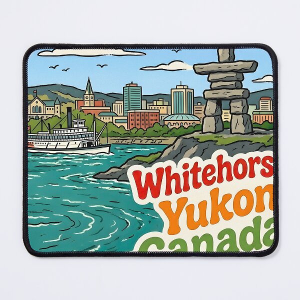 Item preview, Whitehorse Yukon Canada Cute Skyline Inukshuk Landscape designed and sold by HowToCanadian.