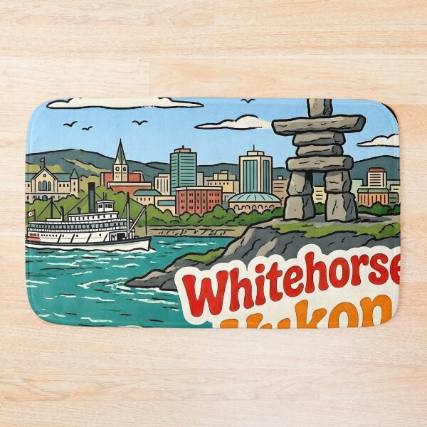 Item preview, Whitehorse Yukon Canada Cute Skyline Inukshuk Landscape designed and sold by HowToCanadian.