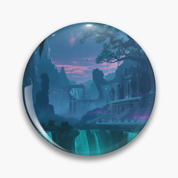 Item preview, Floating Alien Sanctuary with Bioluminescent Forest and Eclipse Sky designed and sold by Luminous Wilds.