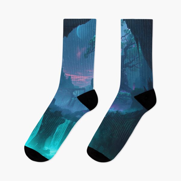 Item preview, Floating Alien Sanctuary with Bioluminescent Forest and Eclipse Sky designed and sold by Luminous Wilds.