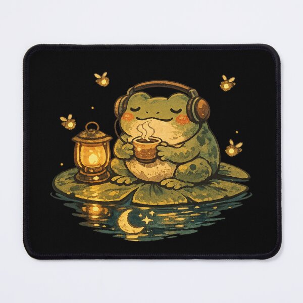 Item preview, Lofi Frog Sipping Tea at Night – Cute Vintage Cottagecore Aesthetic Art | Frog Lover Gift designed and sold by irfanshikh.