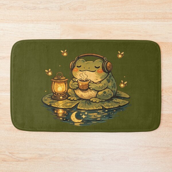 Item preview, Lofi Frog Sipping Tea at Night – Cute Vintage Cottagecore Aesthetic Art | Frog Lover Gift designed and sold by irfanshikh.