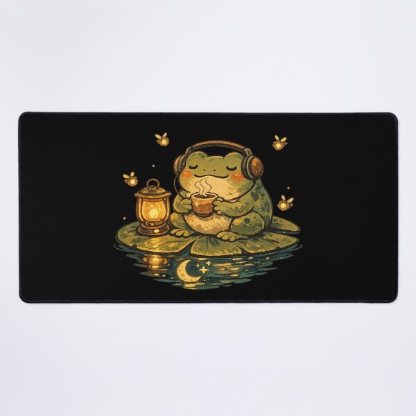 Item preview, Lofi Frog Sipping Tea at Night – Cute Vintage Cottagecore Aesthetic Art | Frog Lover Gift designed and sold by irfanshikh.