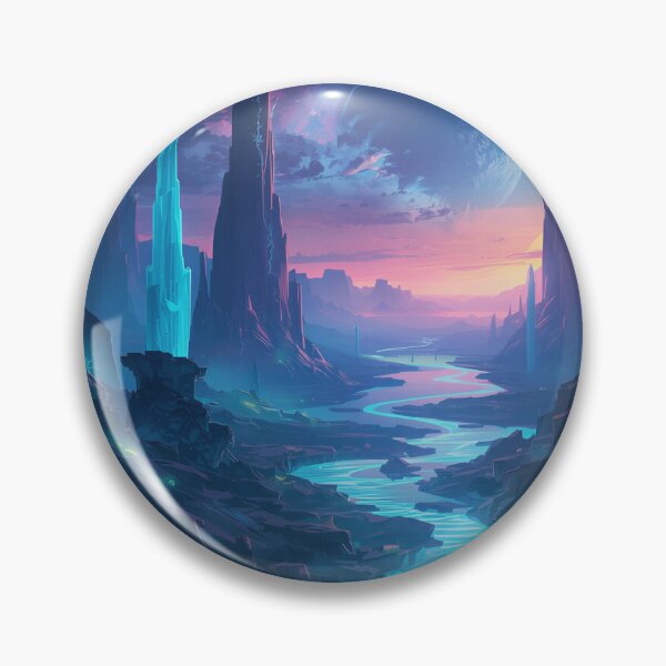 Item preview, Alien Crystal Canyon with Neon Rivers and Cosmic Storm Horizon designed and sold by Luminous Wilds.