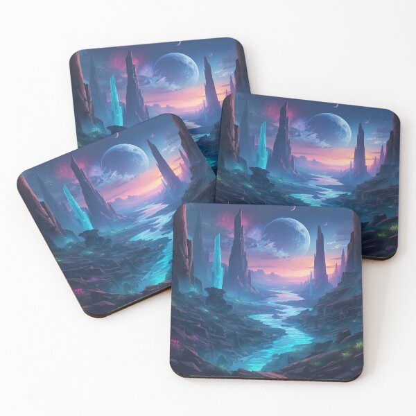 Item preview, Alien Crystal Canyon with Neon Rivers and Cosmic Storm Horizon designed and sold by Luminous Wilds.